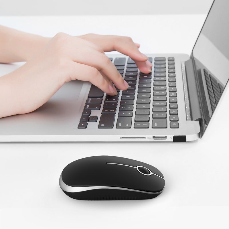 VssoPlor Wireless Mouse, 2.4G Slim Portable Computer Laptop Mouse with Nano Receiver Quiet Silent Optical Mice for Notebook, PC, Laptop, Computer-Black and Silver - Image 4