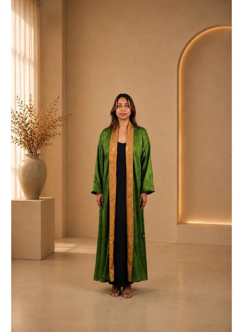 JAMEELA  Reversible Abaya with Scarf - Olive to Bronze Jacquard for Women | Best Price UAE