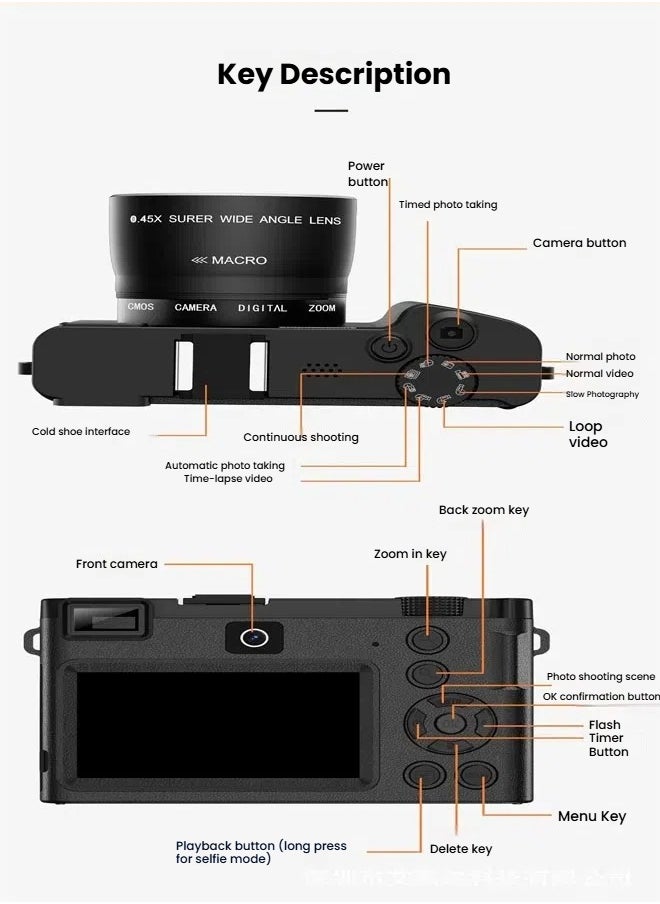 General - 5K HD selfie gift 64 million pixel digital camera dual camera 18x video camera - Image 1