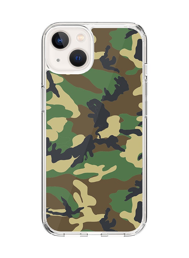 Stylizedd Classic Clear Case for Apple iPhone 14 Plus Case Hybrid Soft Cover Flexible Edges Anti Drop TPU PC Gel Thin Transparent Cover - Jungle Camo Full Print