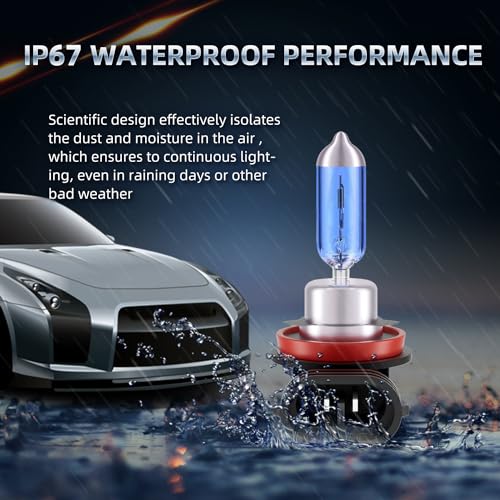 Sinoparcel Sinoaprcel H11 Halogen Low Beam Headlight or Fog Light Bulbs,200% Brighter 5000K White Replacement for Standard 55W Bulb,Pack of 2 - Image 5