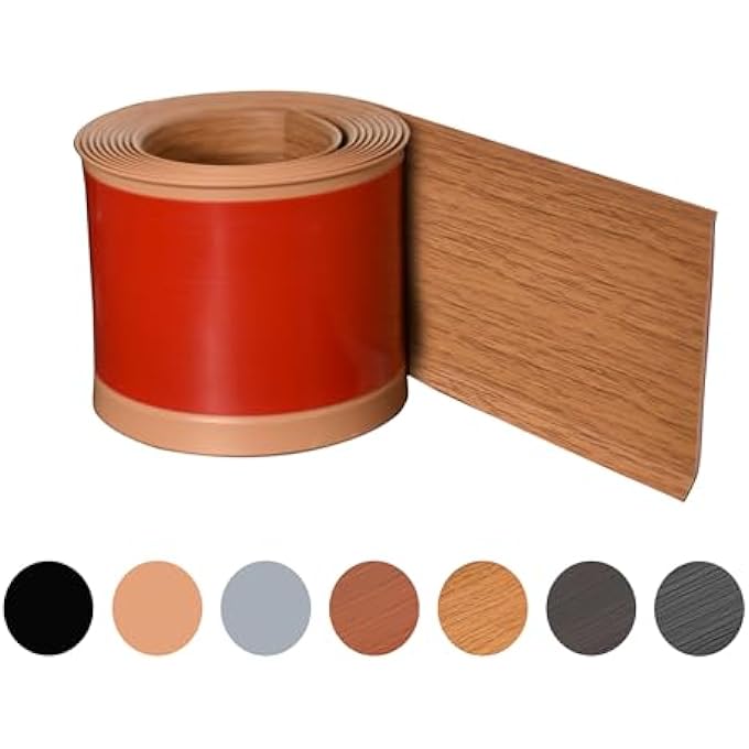 OAK WALL MOLDING TRIM 3 INCH X 60 FEET, WALL BASE BASEBOARD MOLDING TRIM FLEXIBLE SELF ADHESIVE RUBBER WALL BASE MOULDING TRIM PEEL AND STICK DESIGN HOME DECORATION SKIRTING LINE - Image 2