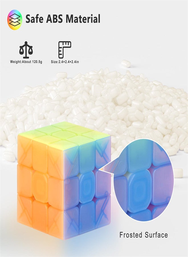 Excefore Magic Cube Sets, Speed Cube Bundle of 2x2 3x3 4x4, Pyramid Jelly Stickerless Magic Cube, Smooth Puzzle Cube Game Toys Gift for Kids Teens Adults - Image 3