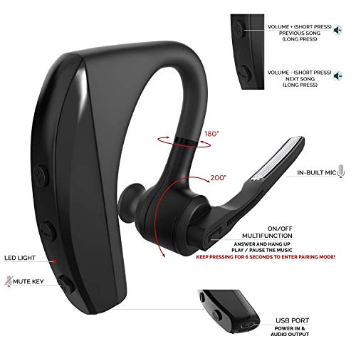 smars® Voyager Series Bluetooth Talk & Music Headset with Anti Radiation Feature & Calling Features - Image 3