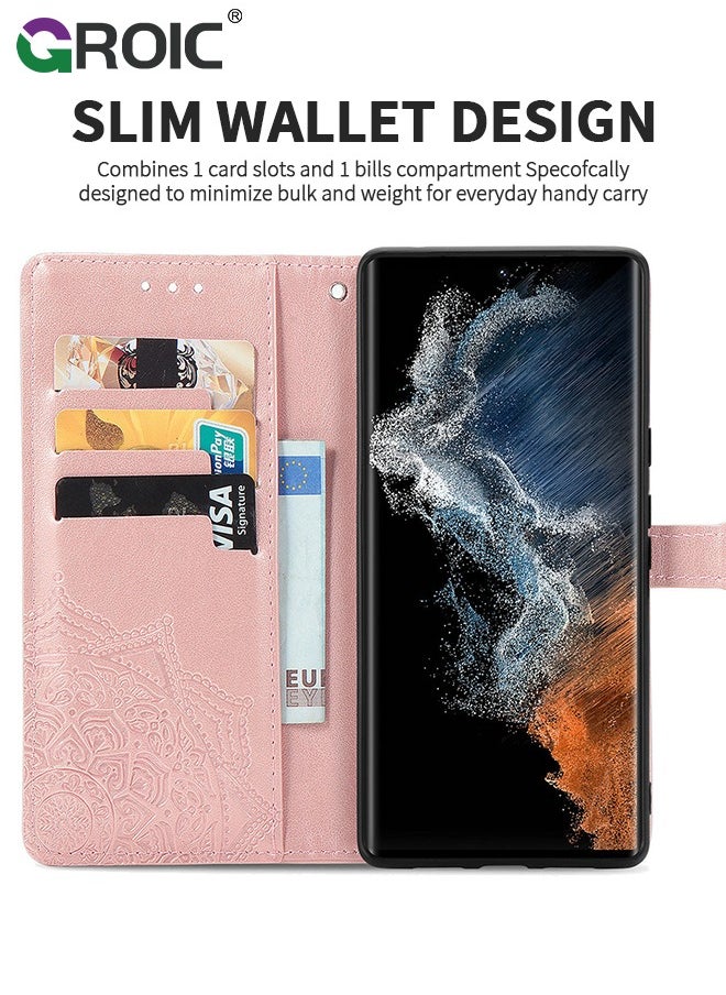 For Samsung Galaxy S24 Ultra 6.8 Inch Wallet Case,Multi-Function Wallet Case, 3 in 1 Stand, Wallet and Galaxy S24 Ultra Case, Flip Strap Zipper Card Holder Phone Case with Wristband