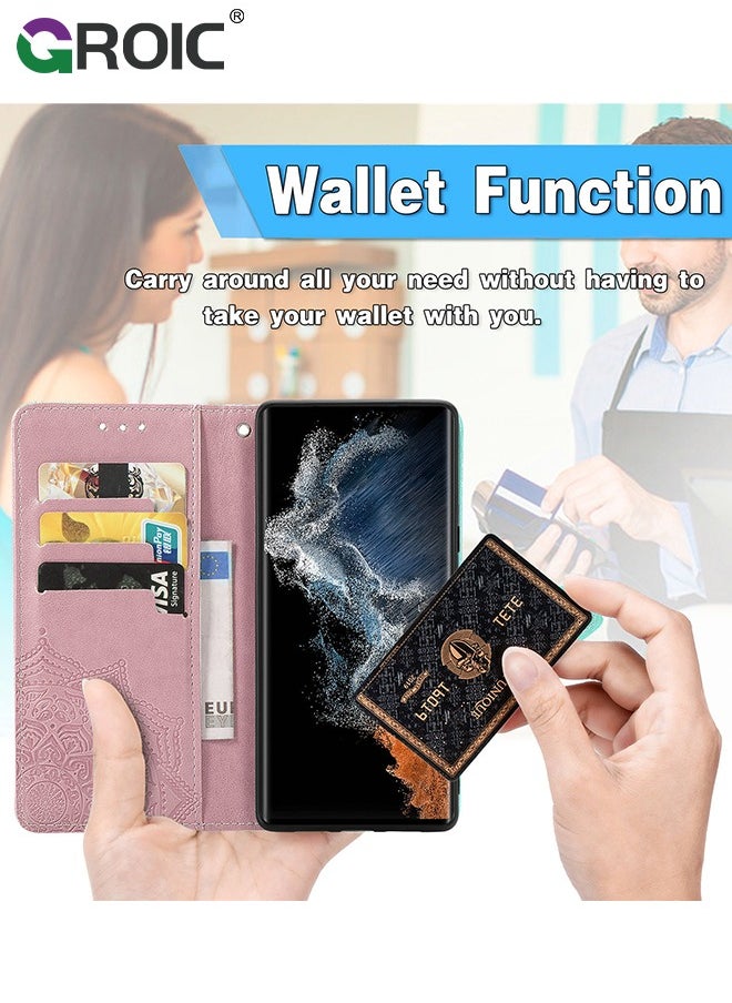 For Samsung Galaxy S24 Ultra 6.8 Inch Wallet Case,Multi-Function Wallet Case, 3 in 1 Stand, Wallet and Galaxy S24 Ultra Case, Flip Strap Zipper Card Holder Phone Case with Wristband