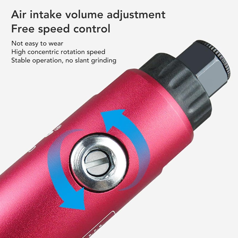 Air Die Grinder 20000RPM Mini Compact Short Polishing Tool with 3mm 6mm Collet, Adjustable Speed Die Grinder Kit for Metal Tire Shoe Mold Deburring and Polishing (EU Style) - Image 5