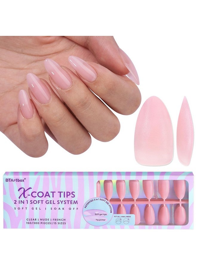بي تي آرت بوكس أطراف أظافر طبيعية من BTArtbox XCOATTIPS - أظافر لوزي متوسطة غير لامعة وردية اللون، أظافر جيل ناعمة تدوم طويلاً، أظافر صناعية من الأكريليك قابلة للنقع، ملحقات أظافر صناعية لفن الأظافر للنساء - Image 1