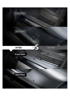 Excefore Tesla exterior modification accessories, Door Sill Protector for 2023 Tesla Model Y 5 Seater (Not fit 7 Seater) Matte TPE & ABS Front and Rear Door Entry Guard Scuff Plate Accessories Carpet Rear Sill  - Image 2