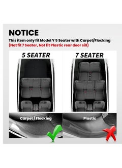 Excefore Tesla exterior modification accessories, Door Sill Protector for 2023 Tesla Model Y 5 Seater (Not fit 7 Seater) Matte TPE & ABS Front and Rear Door Entry Guard Scuff Plate Accessories Carpet Rear Sill  - Image 3