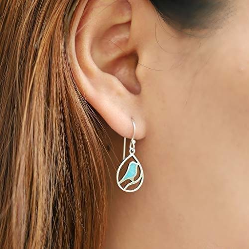 Boma Jewelry Sterling Silver Turquoise Bird Teardrop Inlay Earrings - Image 2