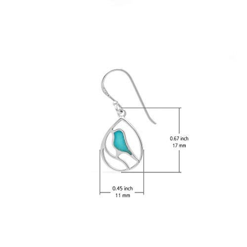 Boma Jewelry Sterling Silver Turquoise Bird Teardrop Inlay Earrings - Image 4