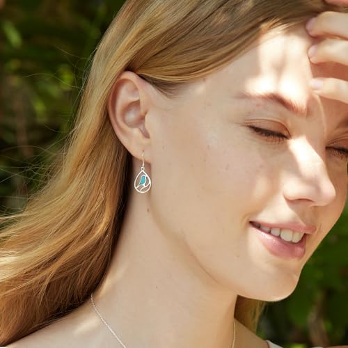 Boma Jewelry Sterling Silver Turquoise Bird Teardrop Inlay Earrings - Image 5