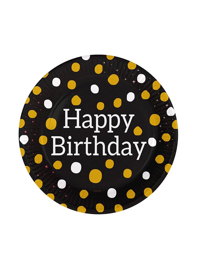 Folat Plates Happy Birthday Glossy Matt Black 23cm 8