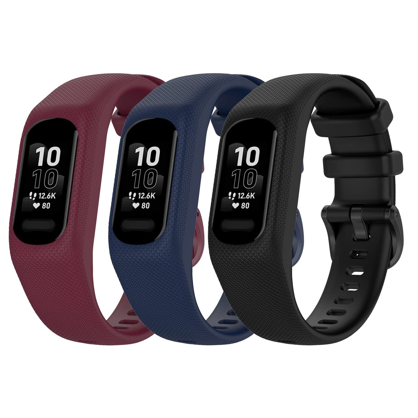 BabyValley Sport Bands Compatible with Garmin Vivosmart 5, Soft Silicone Strap Replacement Wristbands Bracelet Band for Vivosmart 5 for Women Men (Large, wine red/blue/black)