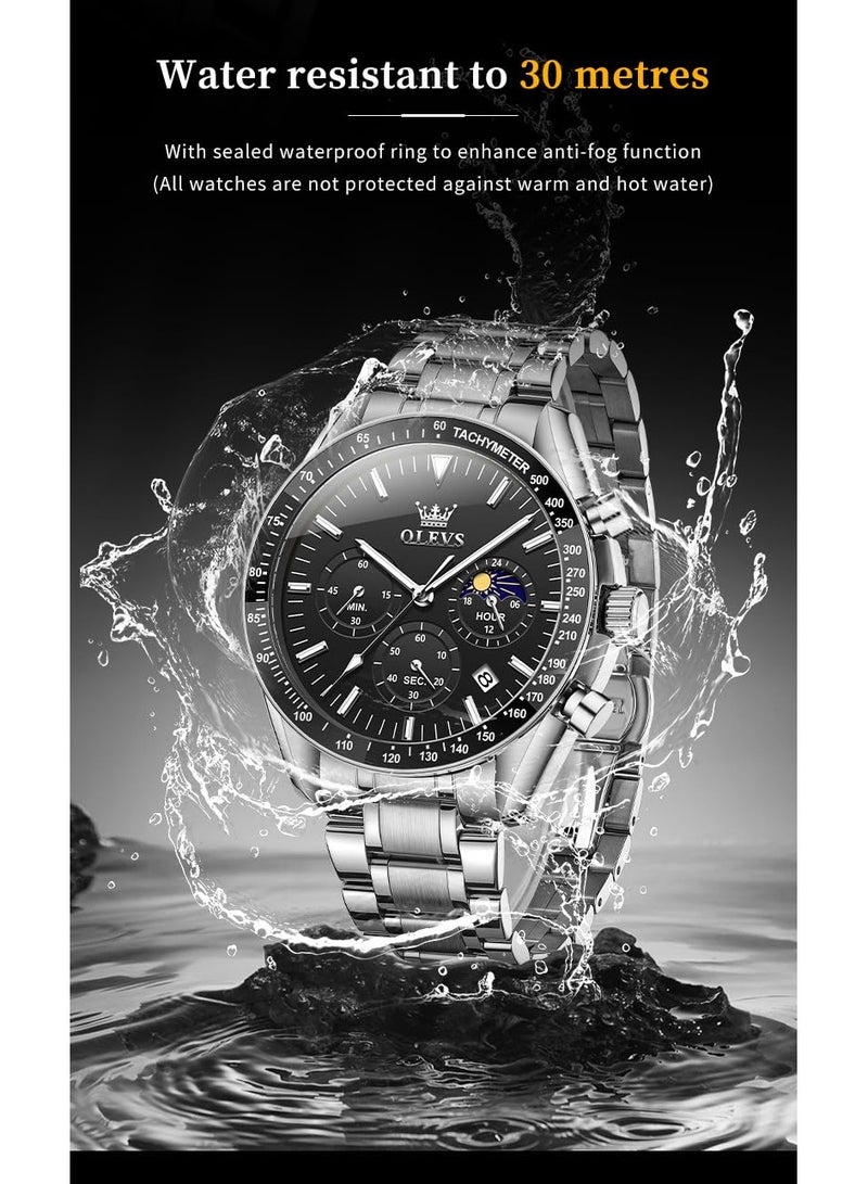 أوليفز ساعات رجالية كوارتز ستانلس ستيل مقاومة للماء 3618 - Image 5