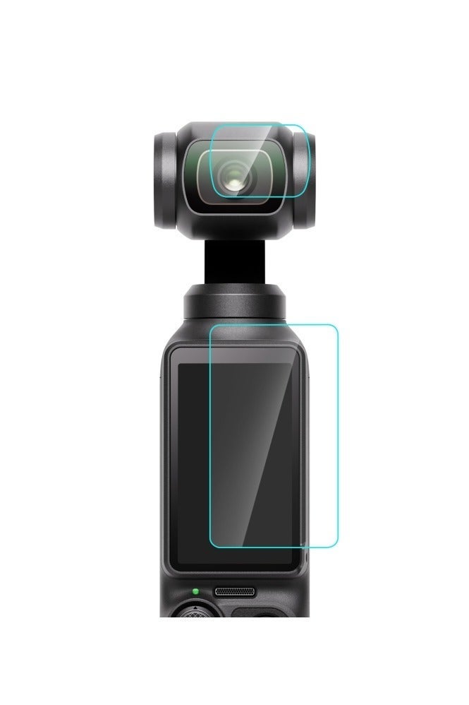 بولوز استيكر حماية شاشة وعدسة PULUZ زجاج مقوى 9H لكاميرا DJI Osmo Pocket 3 – طقم 4 قطع شفافة عالية الوضوح - Image 4