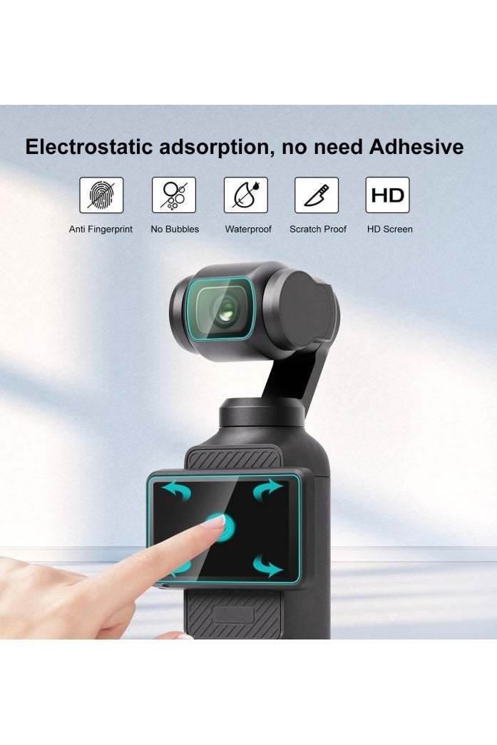 بولوز استيكر حماية شاشة وعدسة PULUZ زجاج مقوى 9H لكاميرا DJI Osmo Pocket 3 – طقم 4 قطع شفافة عالية الوضوح - Image 5