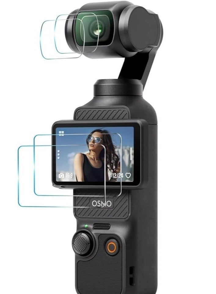 بولوز استيكر حماية شاشة وعدسة PULUZ زجاج مقوى 9H لكاميرا DJI Osmo Pocket 3 – طقم 4 قطع شفافة عالية الوضوح - Image 1