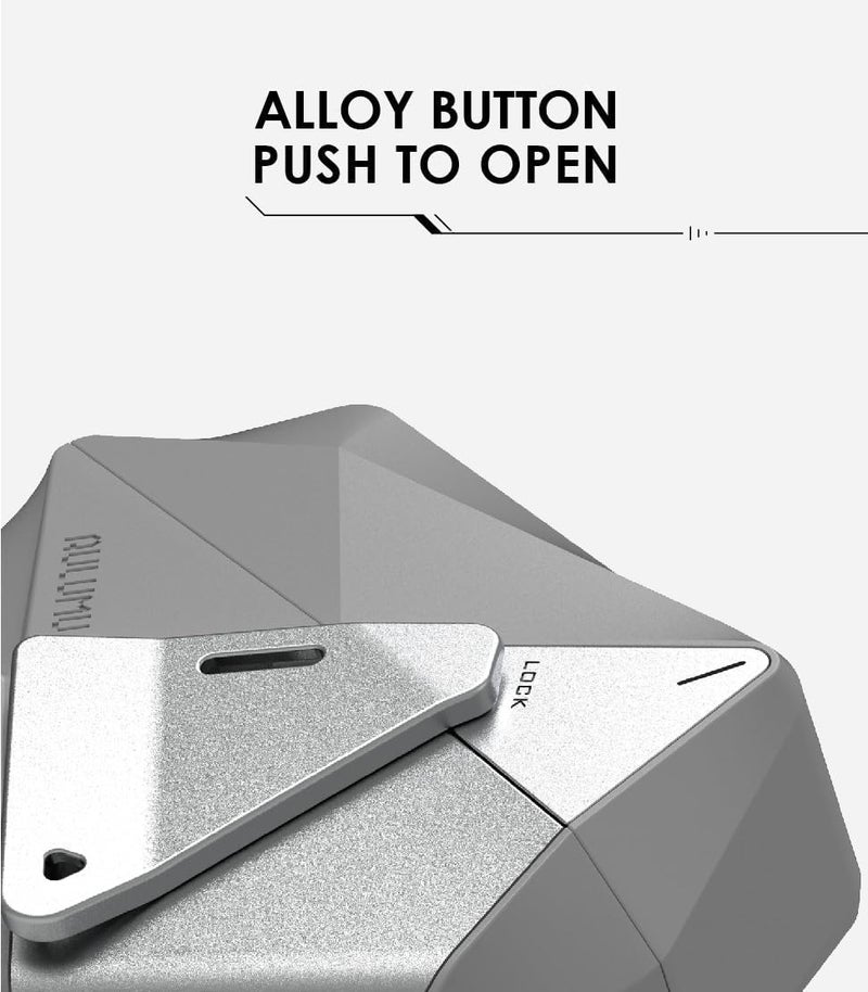 Aulumu حافظة ألومو A09 الهندسية لسماعات AirPods Pro 2 [الجيل الثاني/الأول] مع قفل | غطاء واقي مع مشبك نايلون | درع سبائك | متوافق مع سماعات Apple AirPods Pro (2023/2022/2019) - رمادي - Image 4