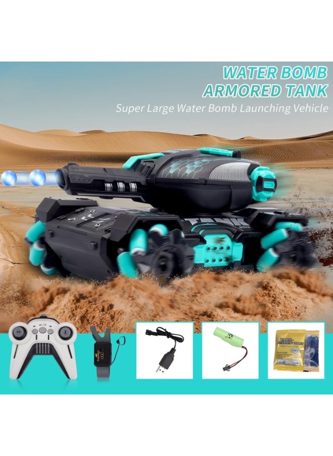 M MIAOYAN - Hand Controlled RC Stunt Tank with Light - Watch Gesture Sensor RC Crawler Car 360 Rotation 2.4G Climbing Toys Shooting Water Bullets Gifts for Kids - Image 1