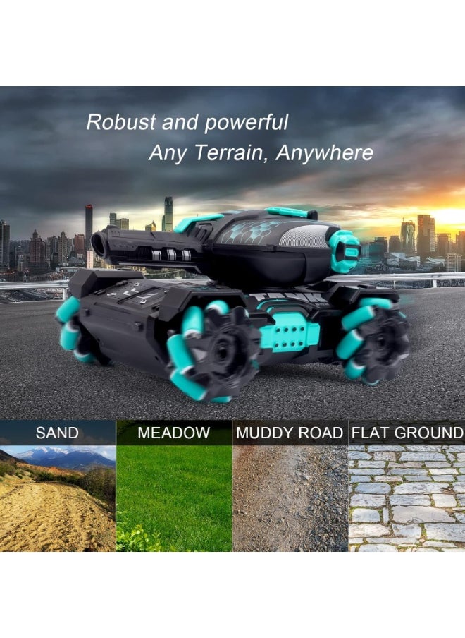 M MIAOYAN - Hand Controlled RC Stunt Tank with Light - Watch Gesture Sensor RC Crawler Car 360 Rotation 2.4G Climbing Toys Shooting Water Bullets Gifts for Kids - Image 1