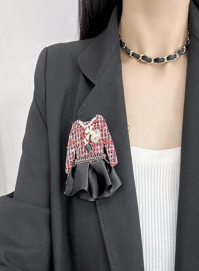Izpack Fabric Dress Brooch Lapel Pin Lipstick Enamel Flower Cultured Pearl Crystal Pins Clip Suit Bags Backpack Scarf Clothes Accessories Brooches Fashion Jewelry for Women Mother (Red) - Image 2