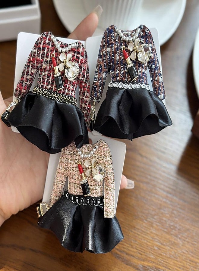 Izpack Fabric Dress Brooch Lapel Pin Lipstick Enamel Flower Cultured Pearl Crystal Pins Clip Suit Bags Backpack Scarf Clothes Accessories Brooches Fashion Jewelry for Women Mother (Red) - Image 4