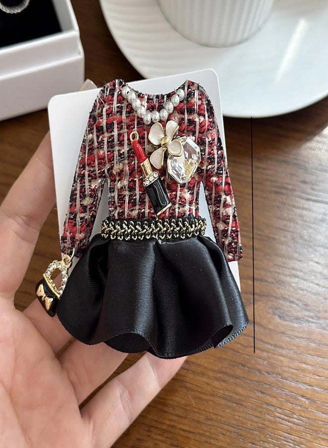 Izpack Fabric Dress Brooch Lapel Pin Lipstick Enamel Flower Cultured Pearl Crystal Pins Clip Suit Bags Backpack Scarf Clothes Accessories Brooches Fashion Jewelry for Women Mother (Red) - Image 3