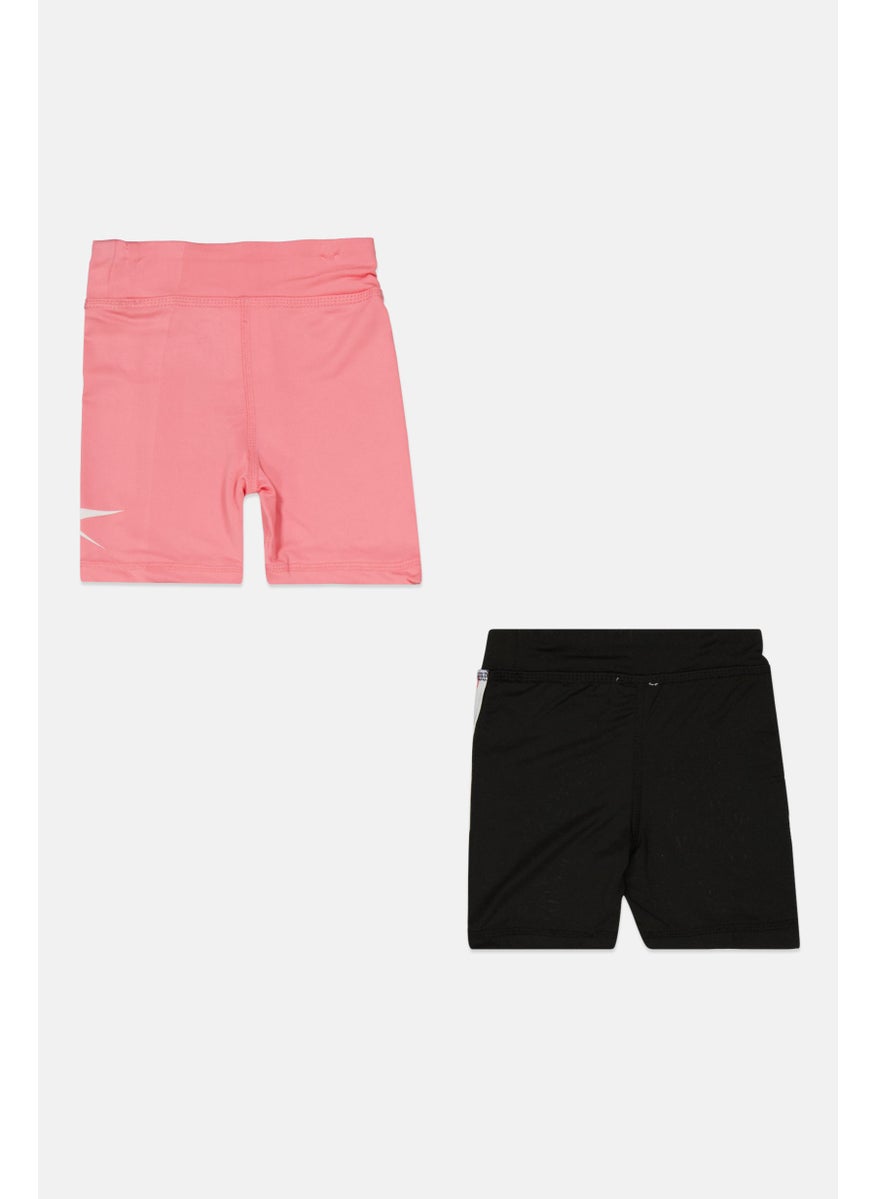 Reebok Kids Girl 2 Pack Sportswear Fit Brand Logo Training Shorts, Pink  - Image 2