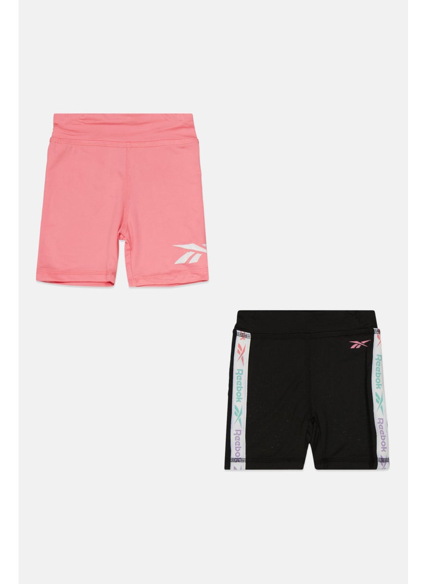 Reebok Kids Girl 2 Pack Sportswear Fit Brand Logo Training Shorts, Pink  - Image 1