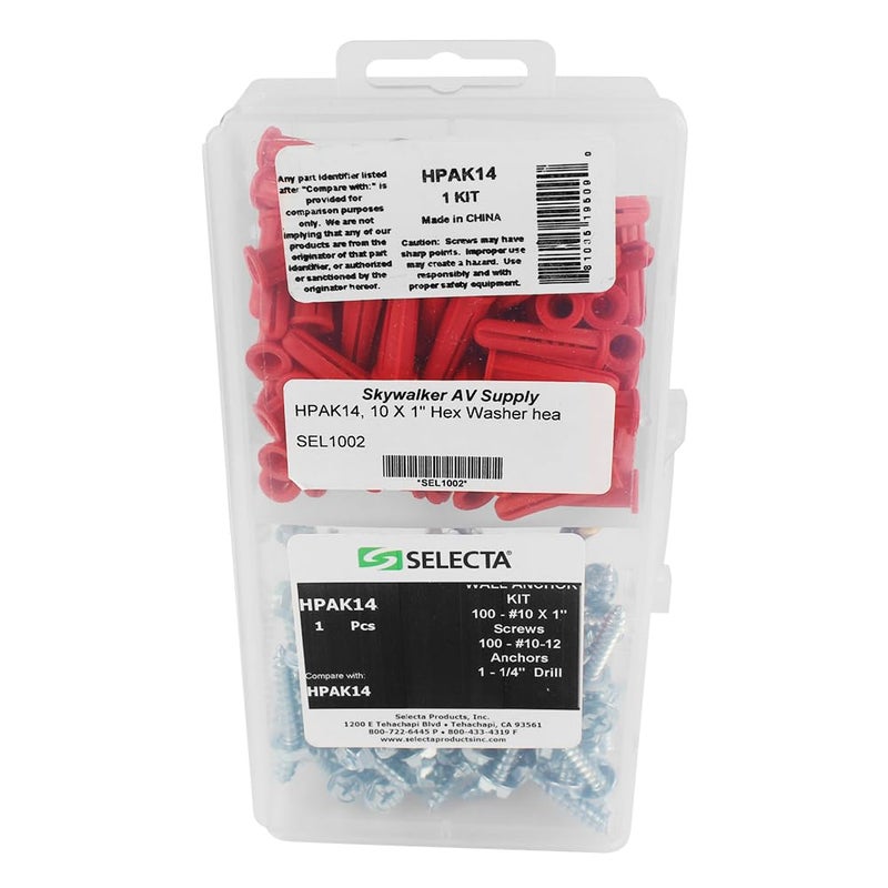 Selecta #10 x 1" Hex Washer Head / Conical Anchor Kit, 100 Pieces - Image 5