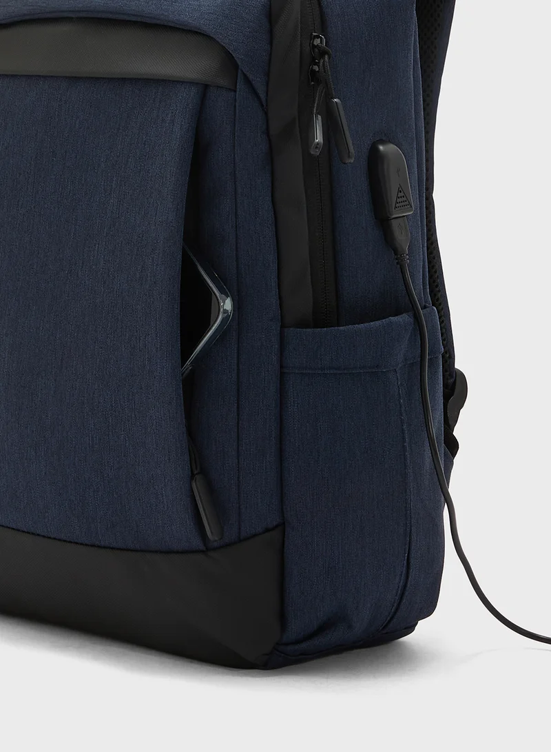 Robert Wood Padded Back Support Casual Backpack With Usb Port