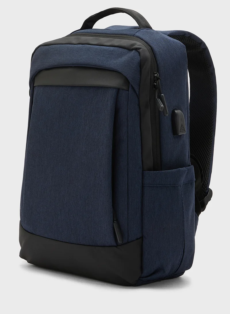 Robert Wood Padded Back Support Casual Backpack With Usb Port