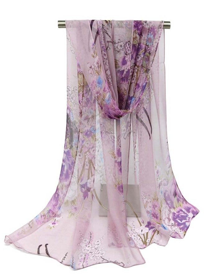 Acotavie أوشحة أكوتافي النسائية خفيفة الوزن، أوشحة أنيقة مطبوعة بنقوش زهرية (A07) - Image 1