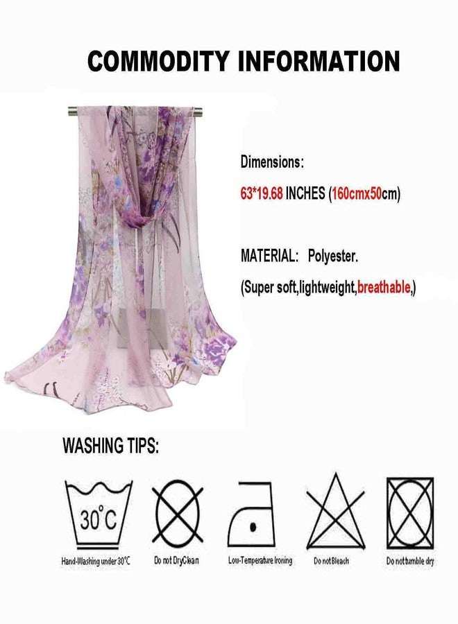 Acotavie أوشحة أكوتافي النسائية خفيفة الوزن، أوشحة أنيقة مطبوعة بنقوش زهرية (A07) - Image 2