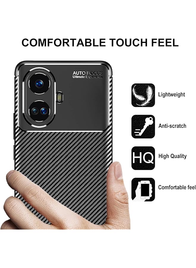 erorex Case For Realme 10 Pro+ Realme 10 Pro Plus Ultra Slim Anti Scratch Shockproof Phone Case Anti Drop Rugged Carbon Fibre Bumper Cover With Hd Curved Screen Protector - Image 3