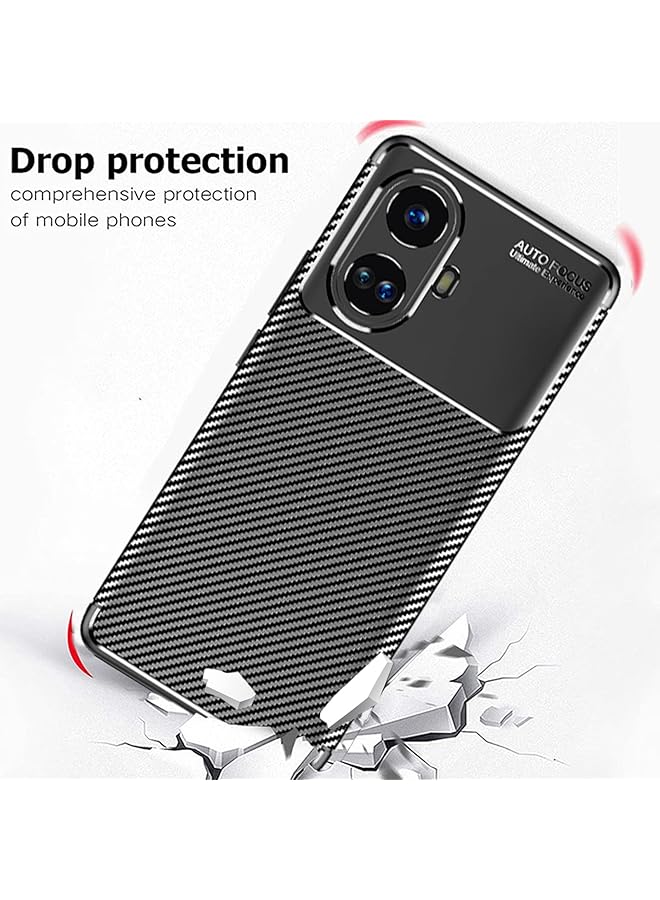erorex Case For Realme 10 Pro+ Realme 10 Pro Plus Ultra Slim Anti Scratch Shockproof Phone Case Anti Drop Rugged Carbon Fibre Bumper Cover With Hd Curved Screen Protector - Image 2