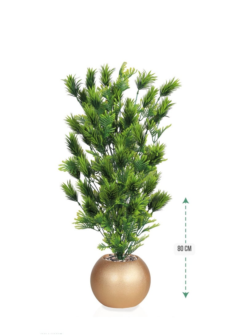 Tala Artificial Green Plant with Realistic Dense Foliage 48 Branches | Round Plastic Pot Decorated with Pebbles | 80 cm Height | Elegant Touch for Home and Office - Image 1