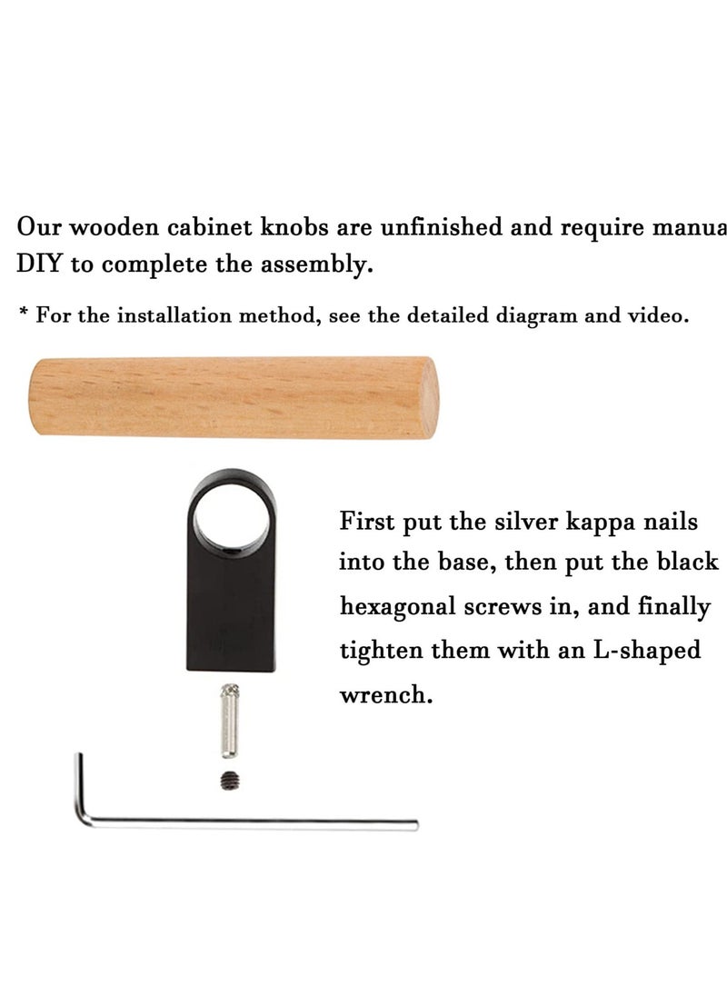 Adjustable Cabinet Knobs Pulls, 8Pcs Cabinet Knob, Single Hole Adjustable Solid Wood Handles, for Wardrobe Dresser Furniture Hardware Pulls Handles with Mounting Screw (2.4inch)