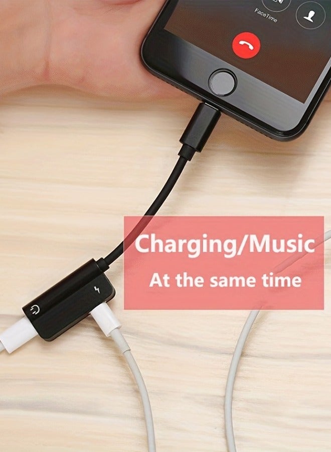 2 in 1 audio adapter, suitable for iPhone Earphone jack devices to charge while playing game and voice - Image 2