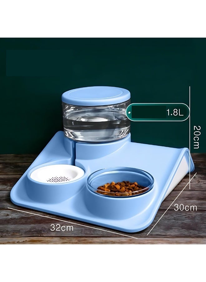 بادو موزع طعام وماء للحيوانات الأليفة بادو بلمسة لامعة – 1800 مل، استخدام مزدوج، أزرق - Image 2