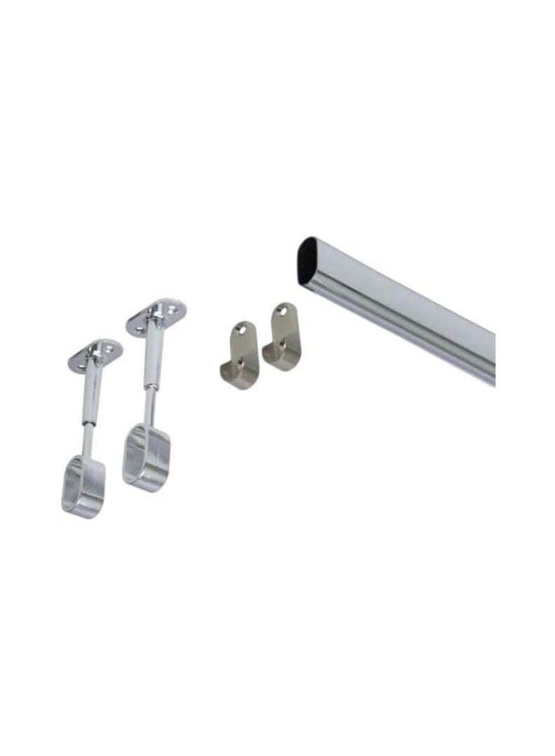 KNP KNP Adjustable Oval Shape Towel Bracket Shower Curtain Rods (4Pcs) are perfect for supporting shower curtains, towels, and even wardrobe hanging solutions. - Image 2