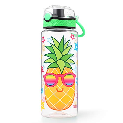 Home Tune HomTune Cute Water Bottle for School Kids Girls, BPA FREE Tritan & Leak Proof & Easy Clean & Carry Handle, 23oz/ 680ml - Pineapple - Image 1
