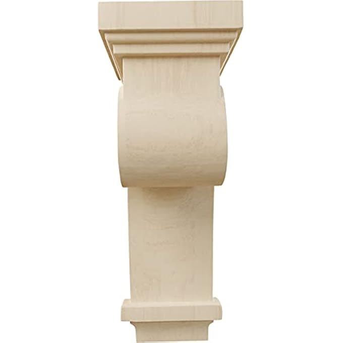 COR04X05X12SCRW 4 1/2-INCH W X 5 5/8-INCH D X 12-INCH H SCROLL CORBEL, RUBBERWOOD - Image 2