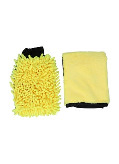 AUTOSMART 2-Piece Highly Absorbent Microfiber Car Wash Kit Yellow and Black 40 x 60 cm FLD-TZ016  - Image 1