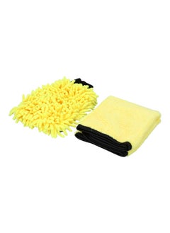AUTOSMART 2-Piece Highly Absorbent Microfiber Car Wash Kit Yellow and Black 40 x 60 cm FLD-TZ016  - Image 3