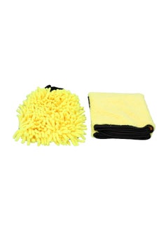 AUTOSMART 2-Piece Highly Absorbent Microfiber Car Wash Kit Yellow and Black 40 x 60 cm FLD-TZ016  - Image 2