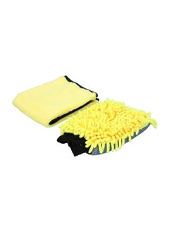 AUTOSMART 2-Piece Highly Absorbent Microfiber Car Wash Kit Yellow and Black 40 x 60 cm FLD-TZ016  - Image 4