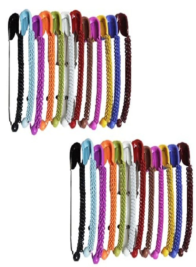 Mluffy Indian Saree Brooches and Safety Hijab Pins Patli Lock Pallu Saree Dupatta Pin Clip for Women's (Multicolor) (Multicolor 24) - Image 1